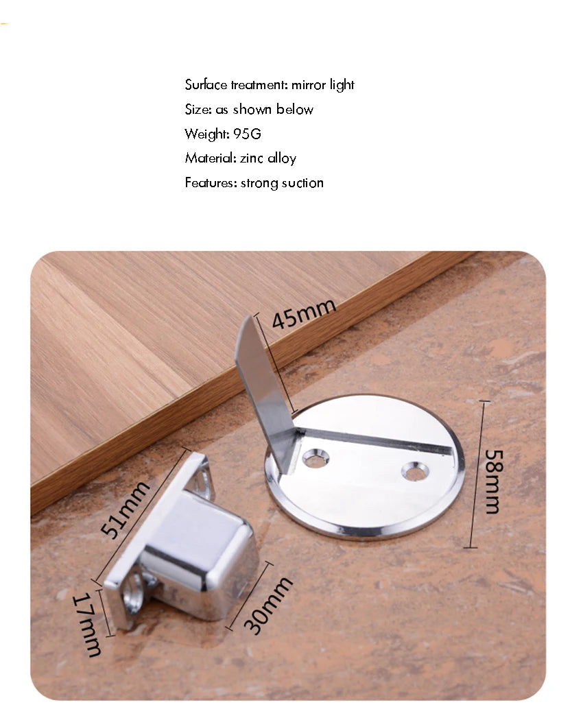 Magnetic Door Stop, Hidden Magnetic Door Stopper,Zinc Alloy,Floor Mount Self Adhesive & Punched Door Catch Doorstop,самозажимной