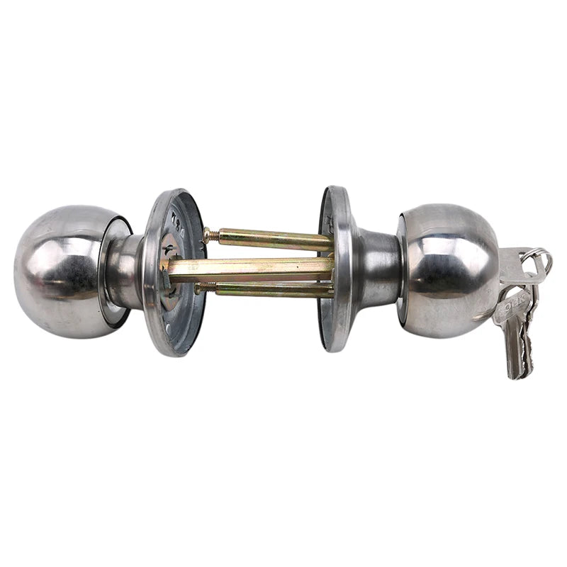 Aluminum Alloy Round Door Knobs Rotation Lock Knobset Handle Metal Door Knob With Key for Bedrooms Living Rooms Bathrooms
