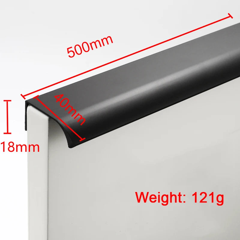 Hidden Furniture Drawer Handles Kitchen Cabinet Door Black Handle Aluminum Alloy Modern Style Finger Edge Wardrobe Pulls