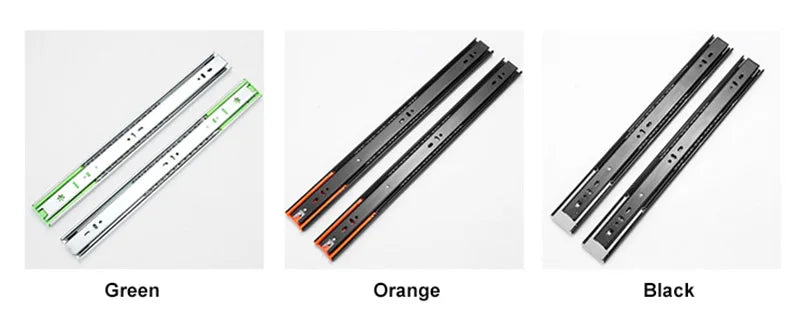 2Pcs Metal Buffer Drawer Slides 8-20 Inch Track Width 45mm Mute Three-Section Rail Sliding Furniture Hardware Fittings