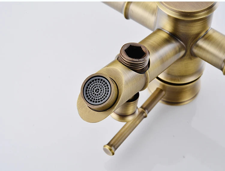 Bathroom Bamboo Bath Shower Faucets Set Bathtub Faucet Water Mixer Crane Tap Antique Bronze Finished with Hand Shower EL740
