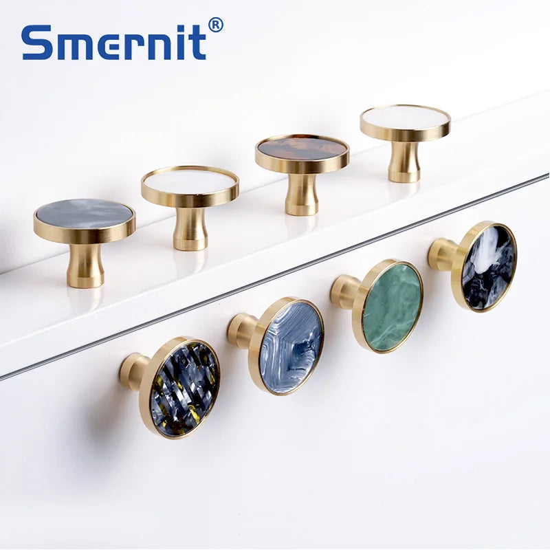 Brass Door Knobs and Handles for Cabinet  Shell Resin Elegant Furniture Handles Kitchen Cupboard Drawer Pulls Wall Hanging Hooks