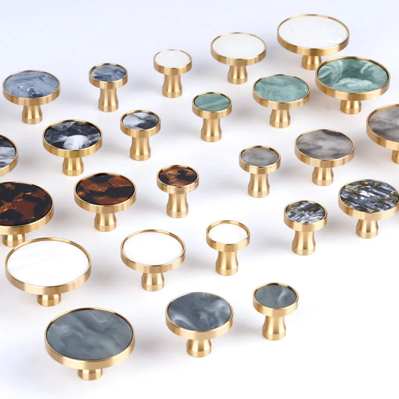 Brass Door Knobs and Handles for Cabinet  Shell Resin Elegant Furniture Handles Kitchen Cupboard Drawer Pulls Wall Hanging Hooks