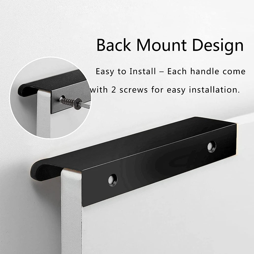 Hidden Furniture Drawer Handles Kitchen Cabinet Door Black Handle Aluminum Alloy Modern Style Finger Edge Wardrobe Pulls