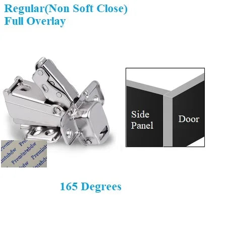 2Pcs 135 165 170 175 Degrees Hydraulic Soft Close Hinge Clip On Furniture Cabinet Cupboard Corner Bi Folding Door