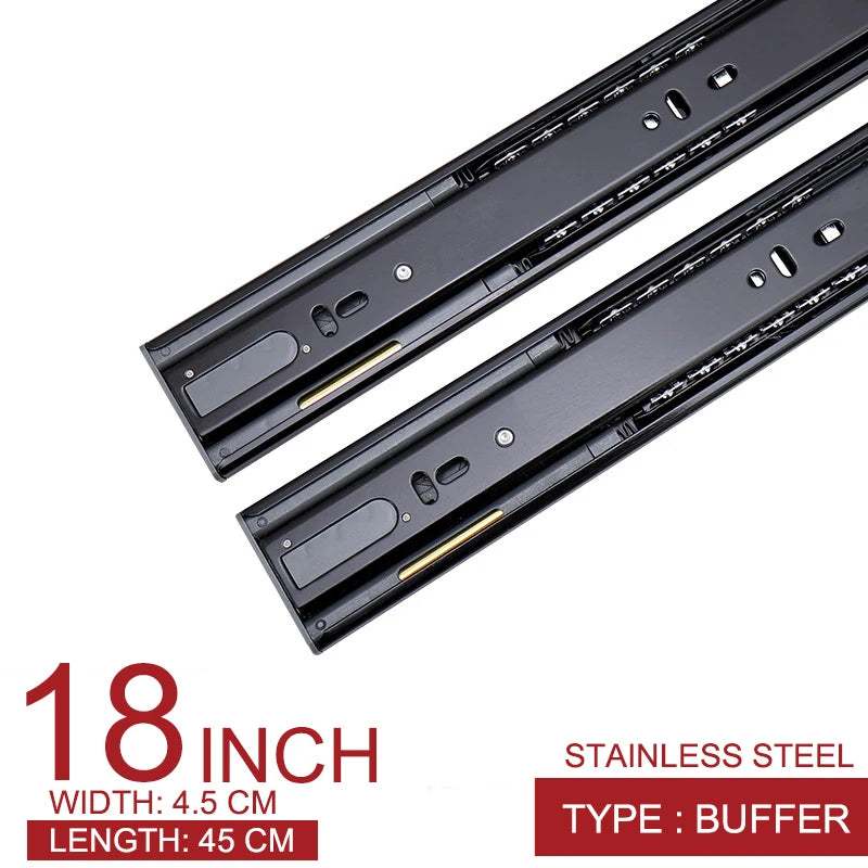 AOBT Stainless Steel Drawer Slide Soft Close Drawer 10"- 22" Track Rail Sliding Three-Section Cabinet Slides Furniture Hardware