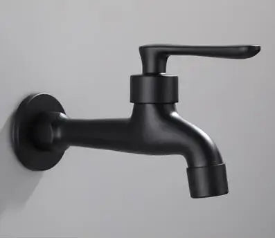 Bathroom Black Single Cold Tap Wall Washing Machine Single Tap Cold Water Faucet Garden Black Tap