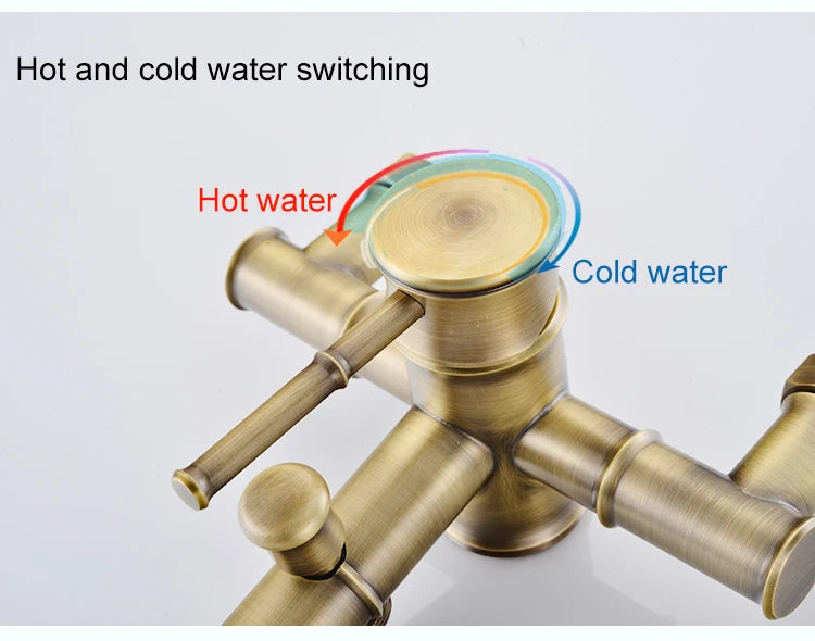 Bathroom Bamboo Bath Shower Faucets Set Bathtub Faucet Water Mixer Crane Tap Antique Bronze Finished with Hand Shower EL740