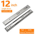 NAIERDI 10"-22" Stainless Steel Cabinet Slides Soft Close Three-Section Drawer Rails Drawer Slides Buffer Damper Rails Hardware