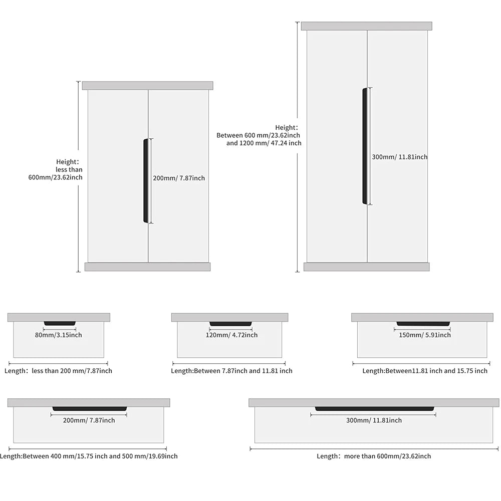 Hidden Furniture Drawer Handles Kitchen Cabinet Door Black Handle Aluminum Alloy Modern Style Finger Edge Wardrobe Pulls