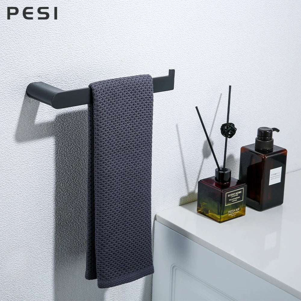 Bathroom Hardware Set Black Robe Hook Towel Rail Bar Rack Bar Shelf Tissue Paper Holder Toothbrush Holder Bathroom Accessories.