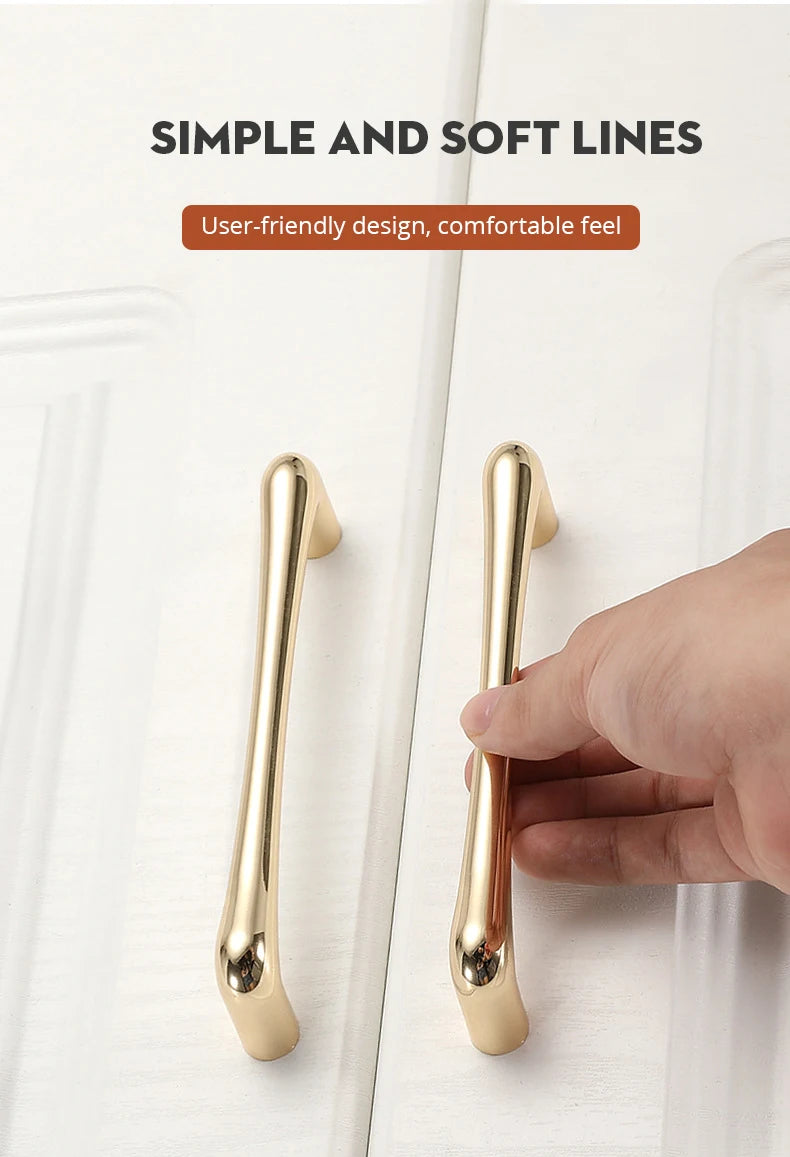 KAK European Style Bright Gold Cabinet Handles Drawer Knobs Kitchen Handle Cupboard Door Pulls Furniture Handle Cabinet Hardware