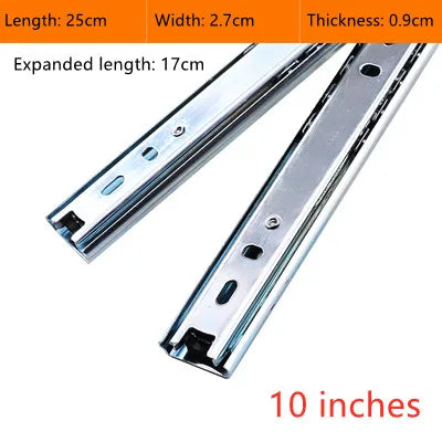 Width 27mm Drawer Track Guide Computer Desk Keyboard Tray Two Slides Mute Ball 2 Section Rail