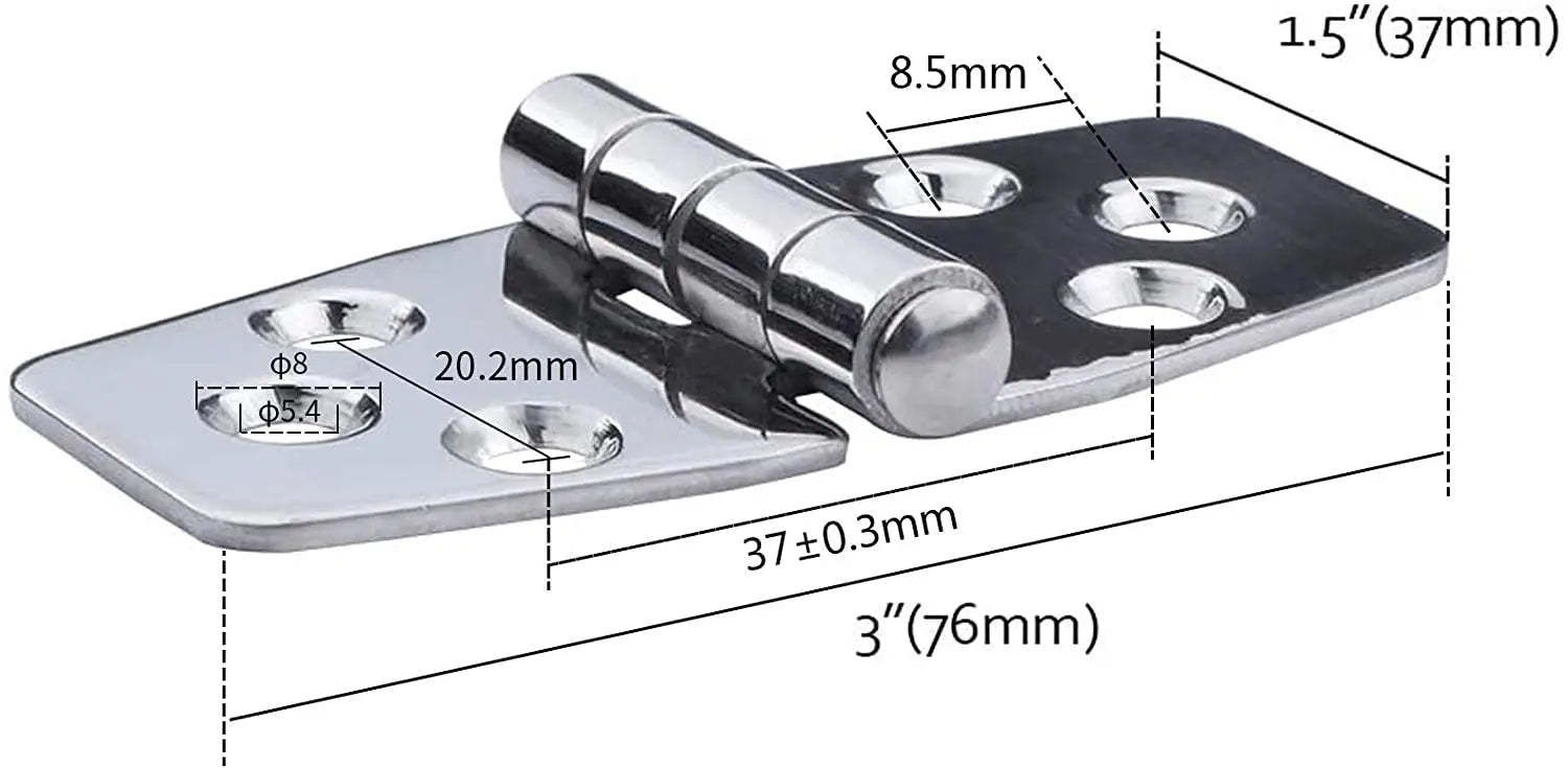 4Pcs Door hinges Marine Grade Stainless Steel Hinge for Boat 3" x 1.5" Window Hinges Hinges Hardware
