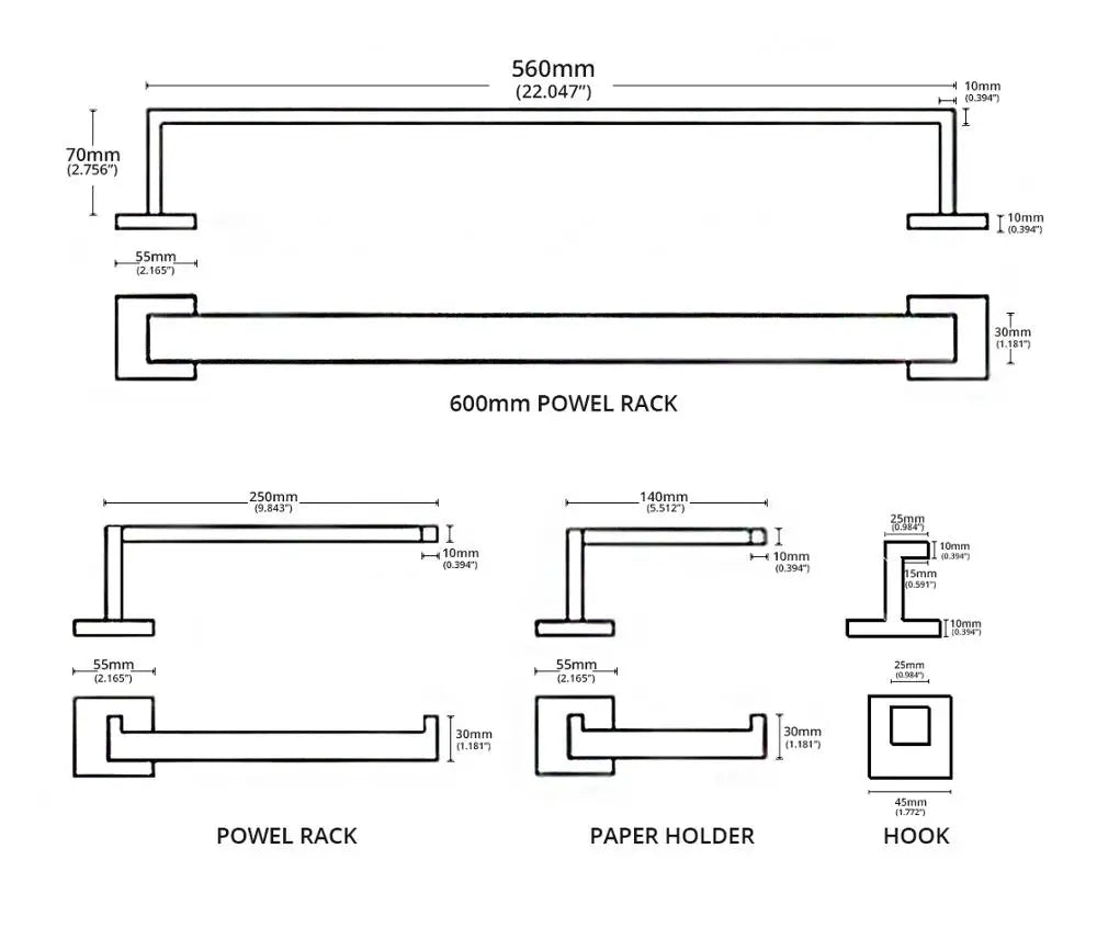 Bathroom Accessories Bathroom Hardware Set Black Robe Hook Towel Rail Bar Rack Bar Paper Holder Shelf