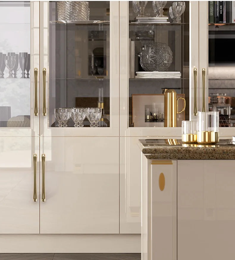 KAK European Style Bright Gold Cabinet Handles Drawer Knobs Kitchen Handle Cupboard Door Pulls Furniture Handle Cabinet Hardware
