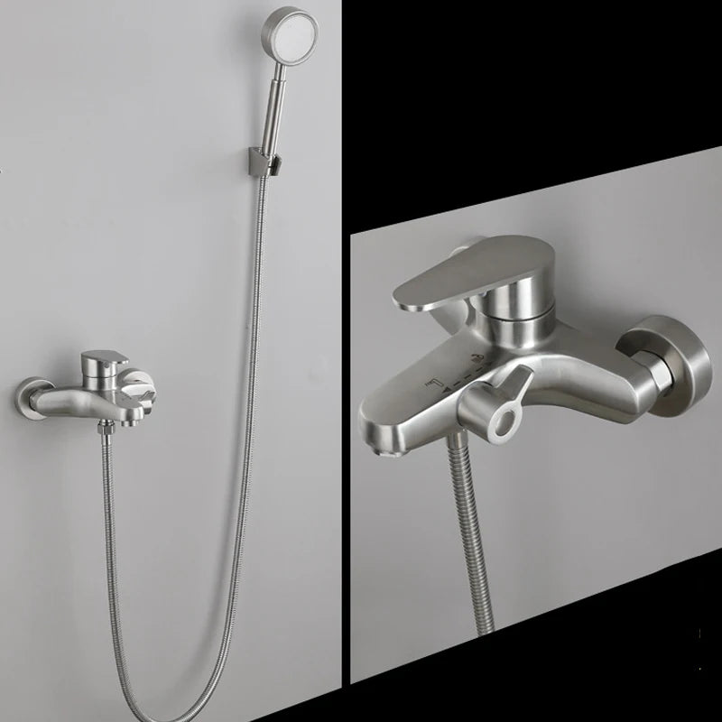 Bathroom Stainless Steel Basin Faucet Mixer Tap Bathtub Faucet Wall Hanging Hot and Cold Water Faucet Bathroom Accessories