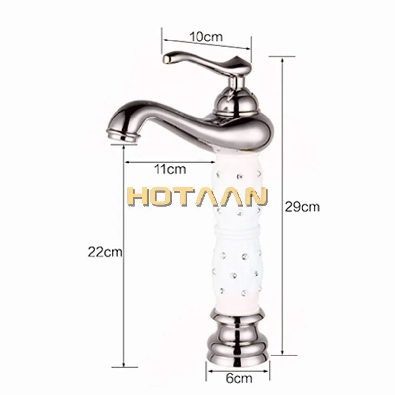 Hotaan Basin Faucet Water Taps Brass Bathroom Sink Faucet Solid White Cold and Hot Water Single Handle Water Sink Tap Mixer