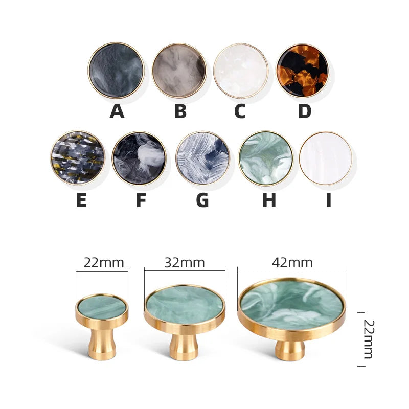 Brass Door Knobs and Handles for Cabinet  Shell Resin Elegant Furniture Handles Kitchen Cupboard Drawer Pulls Wall Hanging Hooks