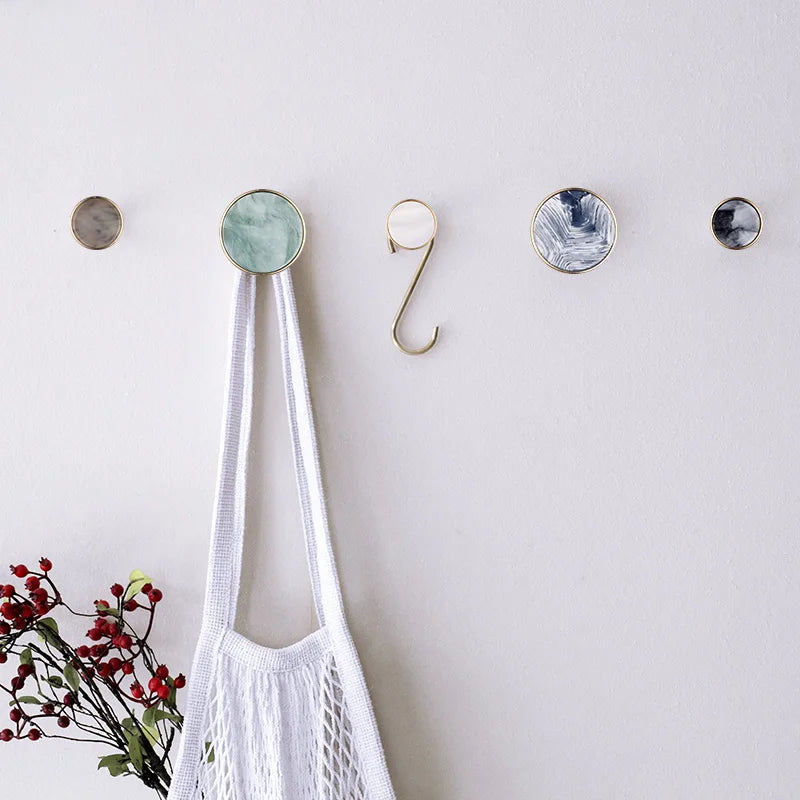 Brass Door Knobs and Handles for Cabinet  Shell Resin Elegant Furniture Handles Kitchen Cupboard Drawer Pulls Wall Hanging Hooks