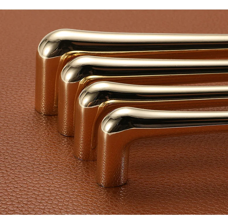 KAK European Style Bright Gold Cabinet Handles Drawer Knobs Kitchen Handle Cupboard Door Pulls Furniture Handle Cabinet Hardware