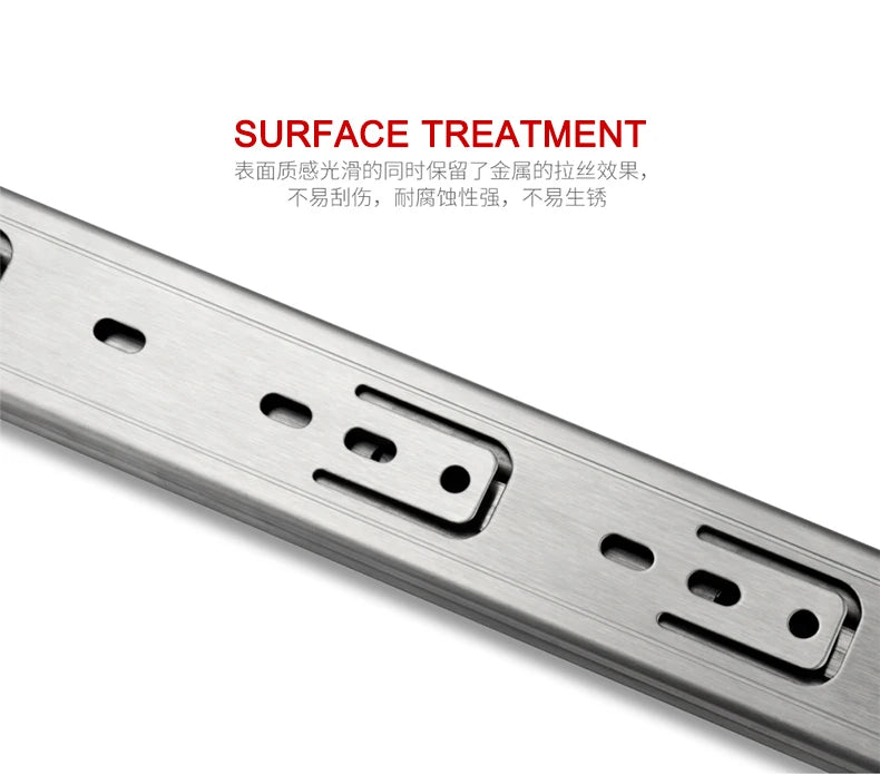 AOBT Stainless Steel Drawer Slide Soft Close Drawer 10"- 22" Track Rail Sliding Three-Section Cabinet Slides Furniture Hardware