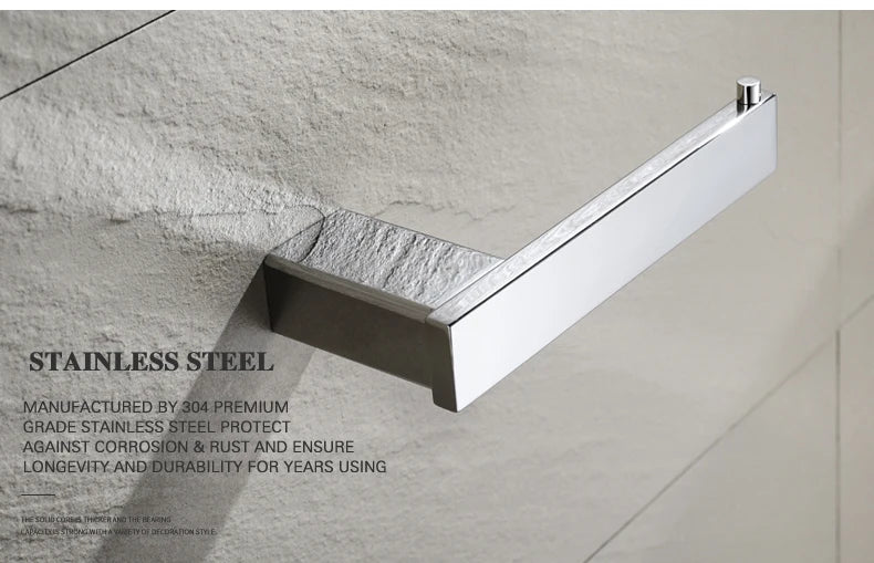 Stainless Steel Bathroom Accessories Wall Shelf Towel Bar Rack Rail Toilet Brush Roll Paper Holder Soap Dish Bathroom Hardware
