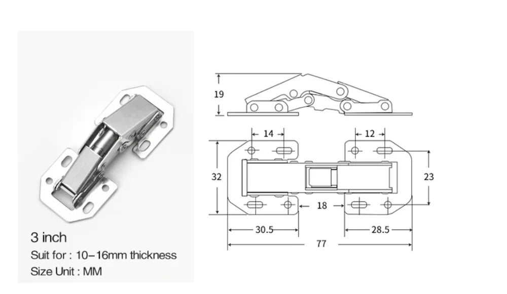 3-4 Inch 90 Degree Thicken Free Drilling Hole Cabinet Door Soft Closing Hydraulic Buffer Hinge Furniture Hardware