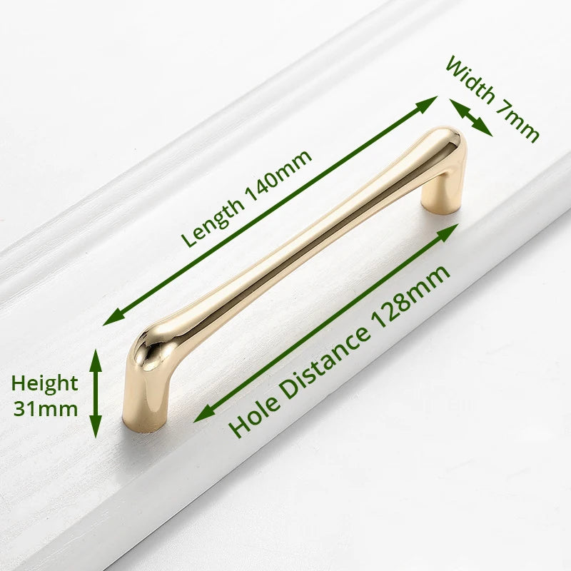 KAK European Style Bright Gold Cabinet Handles Drawer Knobs Kitchen Handle Cupboard Door Pulls Furniture Handle Cabinet Hardware