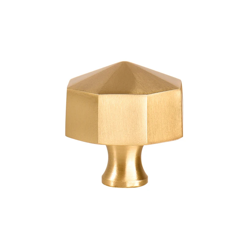 Gold Hexagon Cabinet Handle Modern Furniture Cabinet Knobs Solid Brass Modern Cupboard Closet Drawer Handle Pulls