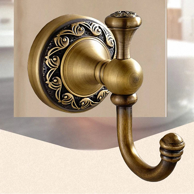 Bathroom Accessories set Antique Brass Collection Carved Bathroom Products wall mounted brass bathroom hardware set