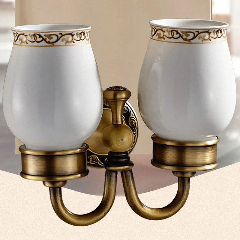 Bathroom Accessories set Antique Brass Collection Carved Bathroom Products wall mounted brass bathroom hardware set