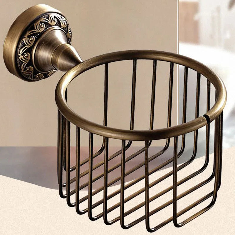Bathroom Accessories set Antique Brass Collection Carved Bathroom Products wall mounted brass bathroom hardware set