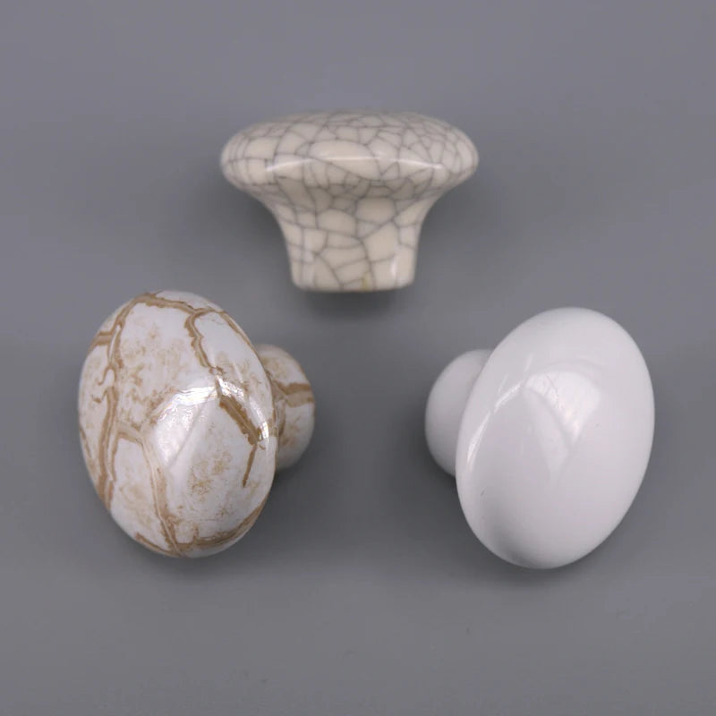 1PCS Round Ceramic Knobs used for Cabinet Doors, Drawers, Chests, Decorative Kids Room White/Crackle/Marble Knob pull Handle