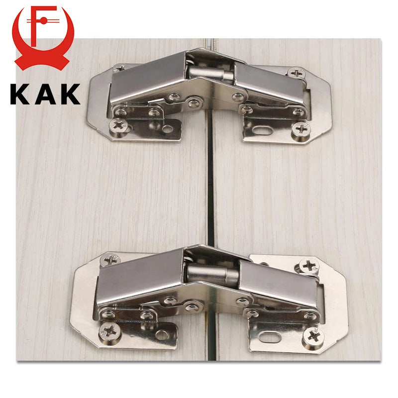 KAK 90 Degree Cabinet Hinges 3 Inch No-Drilling Hole Soft Close  Spring Hinge Cupboard Door Furniture Hardware With Screws