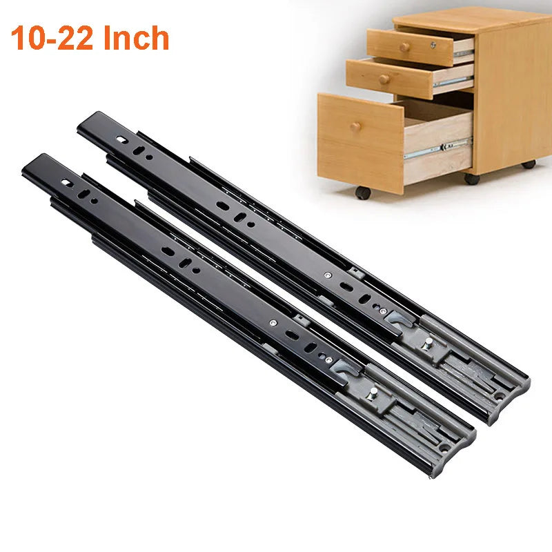 2Pcs Metal Buffer Drawer Slides 8-20 Inch Track Width 45mm Mute Three-Section Rail Sliding Furniture Hardware Fittings