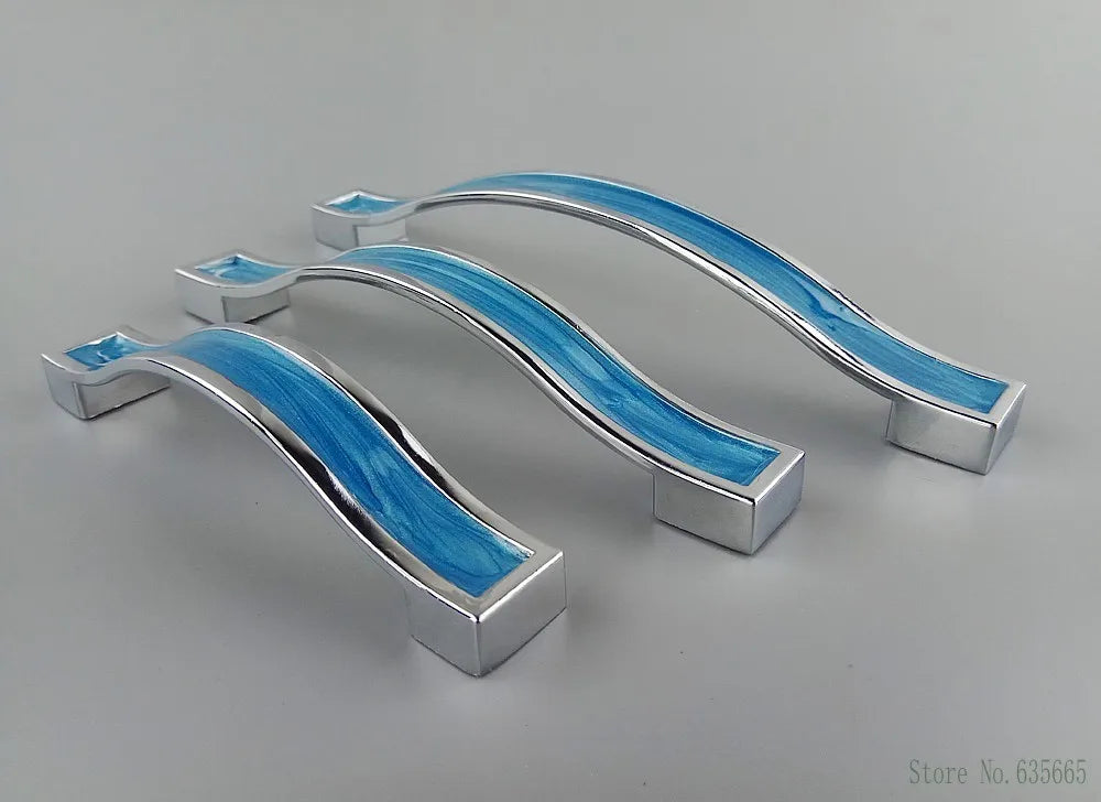 Modern Blue Resin Furniture Handles Kitchen Cabinets Drawer Wardrobe Cupboard Pull Door Knobs Dresser Children's Room Handles