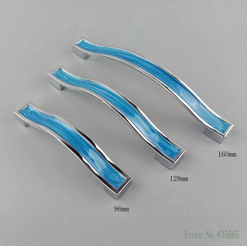 Modern Blue Resin Furniture Handles Kitchen Cabinets Drawer Wardrobe Cupboard Pull Door Knobs Dresser Children's Room Handles