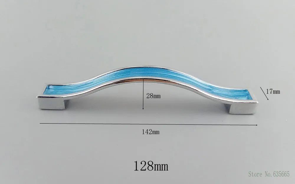 Modern Blue Resin Furniture Handles Kitchen Cabinets Drawer Wardrobe Cupboard Pull Door Knobs Dresser Children's Room Handles