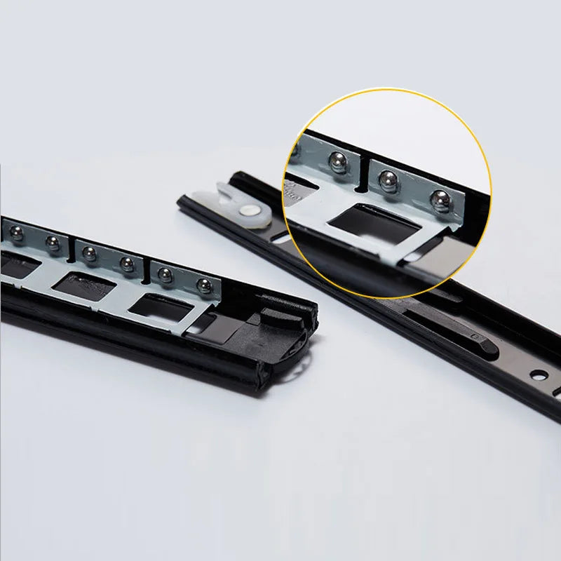 2Pcs Metal Buffer Drawer Slides 8-20 Inch Track Width 45mm Mute Three-Section Rail Sliding Furniture Hardware Fittings