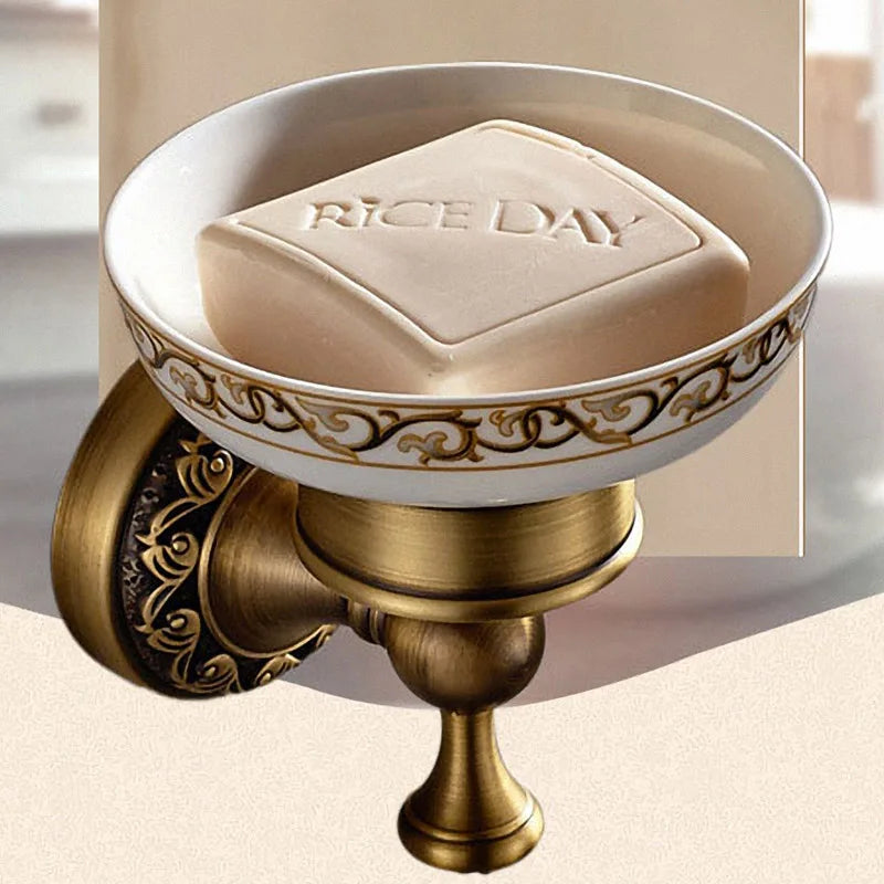 Bathroom Accessories set Antique Brass Collection Carved Bathroom Products wall mounted brass bathroom hardware set