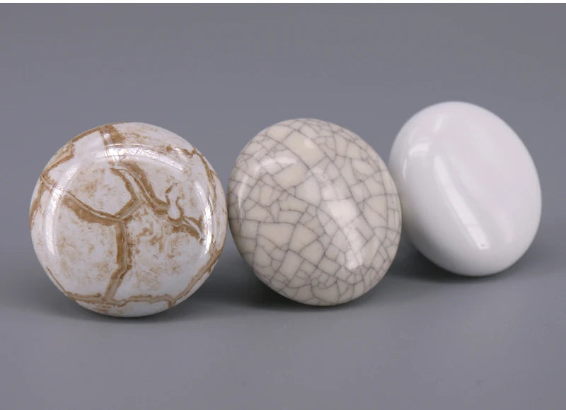 1PCS Round Ceramic Knobs used for Cabinet Doors, Drawers, Chests, Decorative Kids Room White/Crackle/Marble Knob pull Handle
