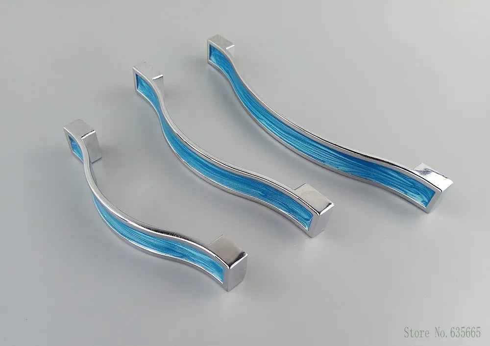 Modern Blue Resin Furniture Handles Kitchen Cabinets Drawer Wardrobe Cupboard Pull Door Knobs Dresser Children's Room Handles