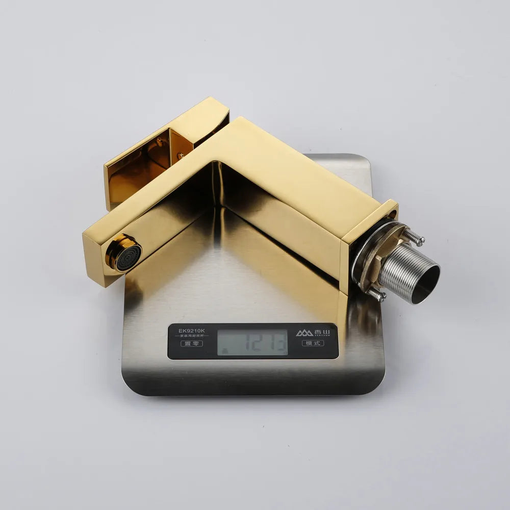 Bathroom Small Basin Tap Mixer 100% Solid Brass Newest Luxury Design Deck Mount Vessel Faucet Black Gold Chrome Silver Square