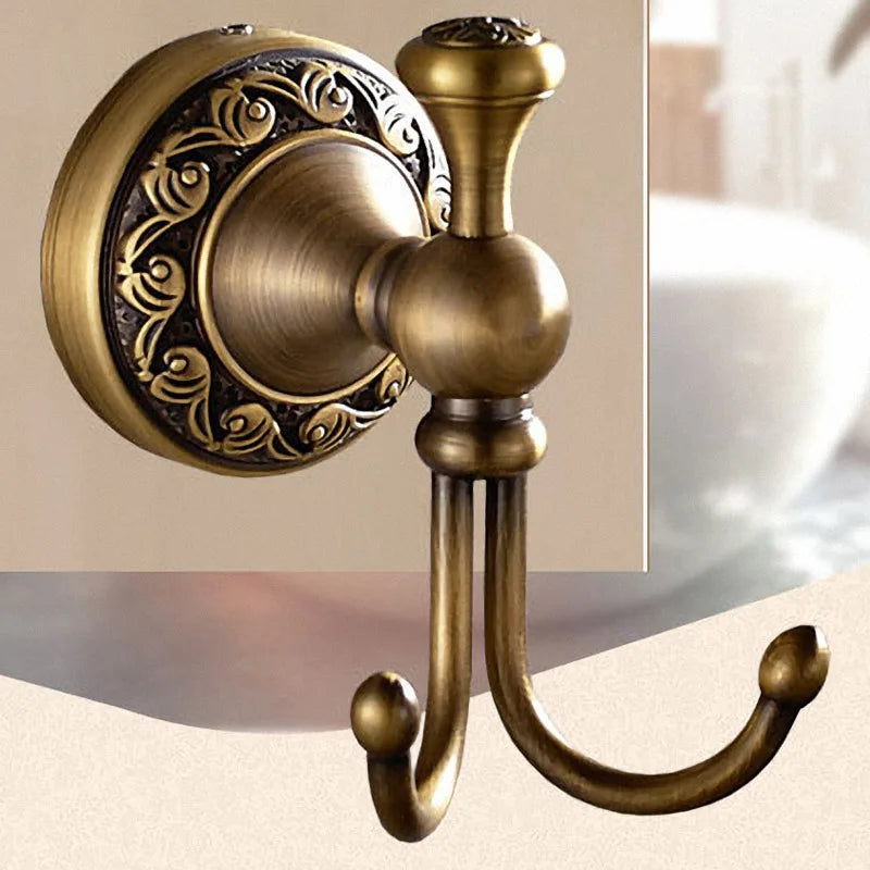 Bathroom Accessories set Antique Brass Collection Carved Bathroom Products wall mounted brass bathroom hardware set