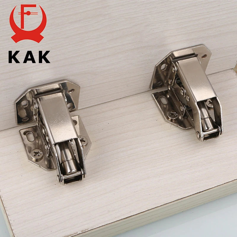 KAK 90 Degree Cabinet Hinges 3 Inch No-Drilling Hole Soft Close  Spring Hinge Cupboard Door Furniture Hardware With Screws
