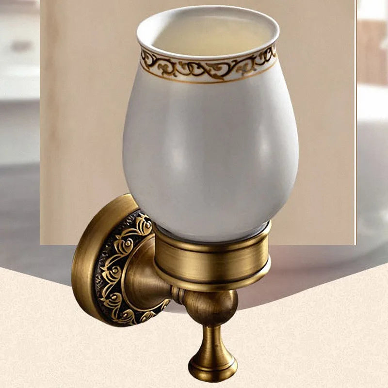 Bathroom Accessories set Antique Brass Collection Carved Bathroom Products wall mounted brass bathroom hardware set