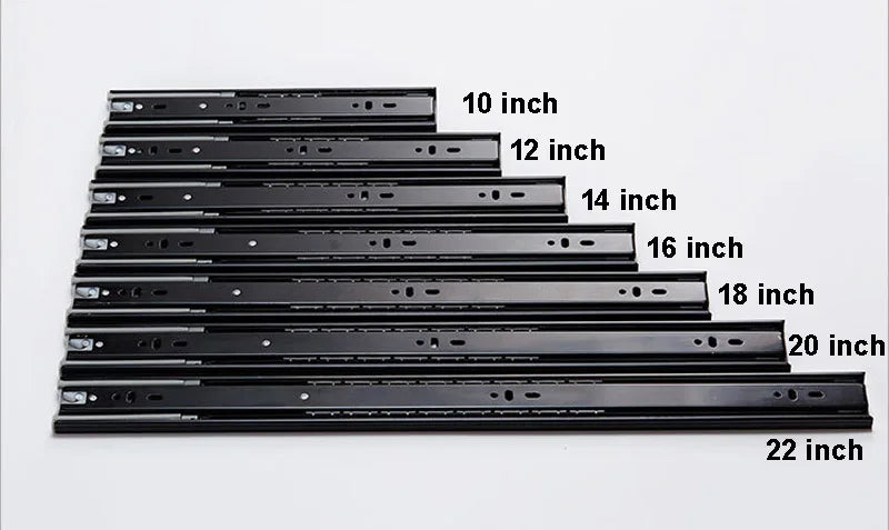 2Pcs Metal Buffer Drawer Slides 8-20 Inch Track Width 45mm Mute Three-Section Rail Sliding Furniture Hardware Fittings