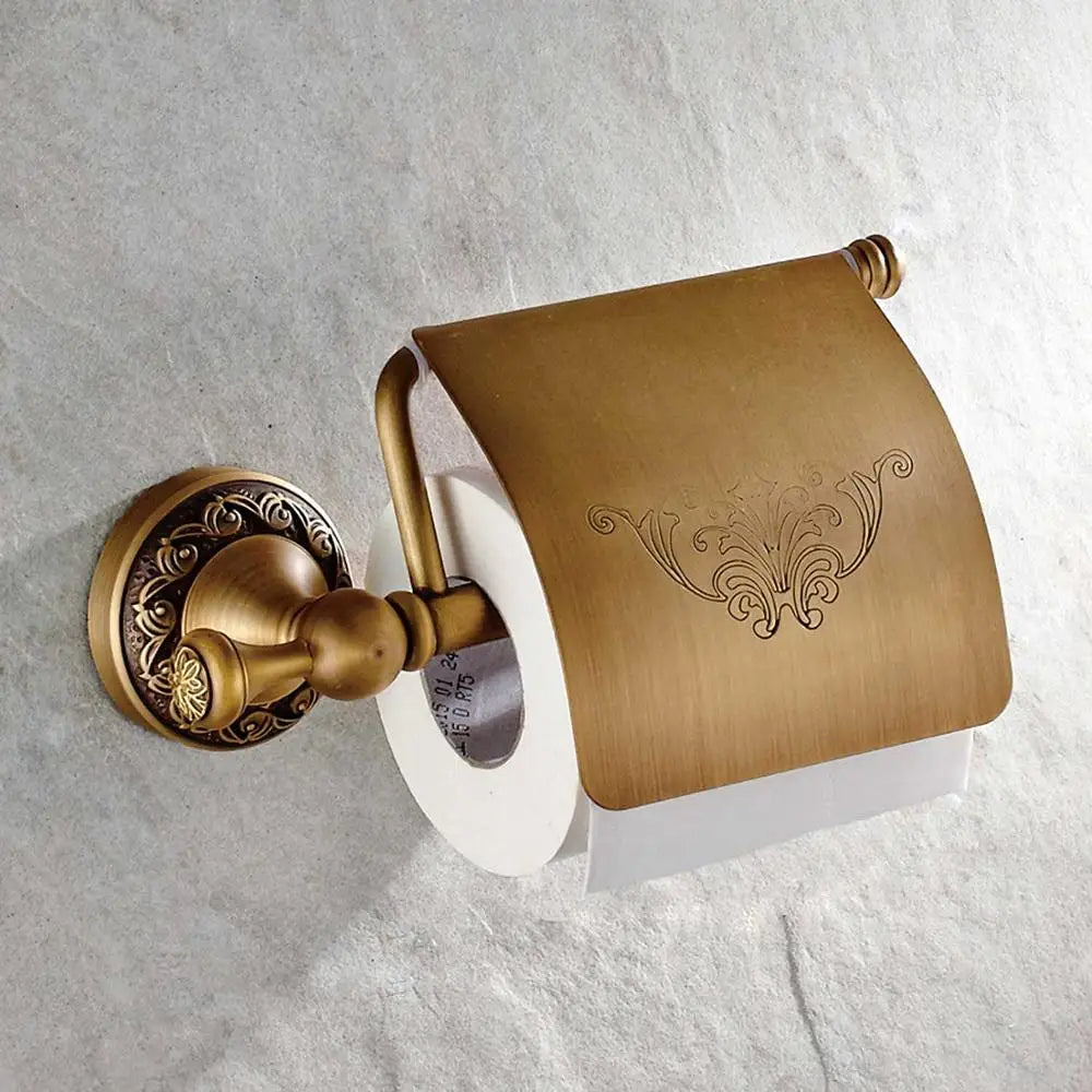 Bathroom Accessories set Antique Brass Collection Carved Bathroom Products wall mounted brass bathroom hardware set