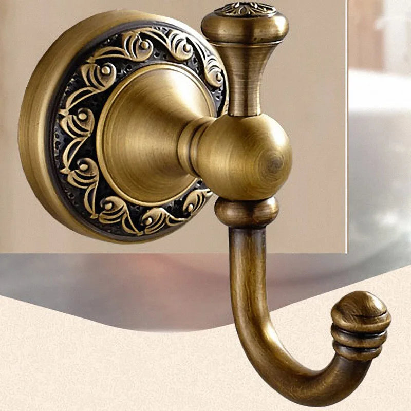 Bathroom Accessories set Antique Brass Collection Carved Bathroom Products wall mounted brass bathroom hardware set